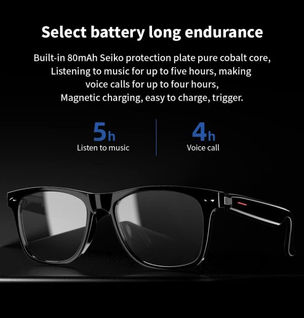 IVY TWS Smart Bluetooth Audio Glasses - Blue Light Blocking & Sunglasses Lens kits for Office Outdoor Sports Drive - Smart Glasses for Men & Women - Black Frame - Image 3