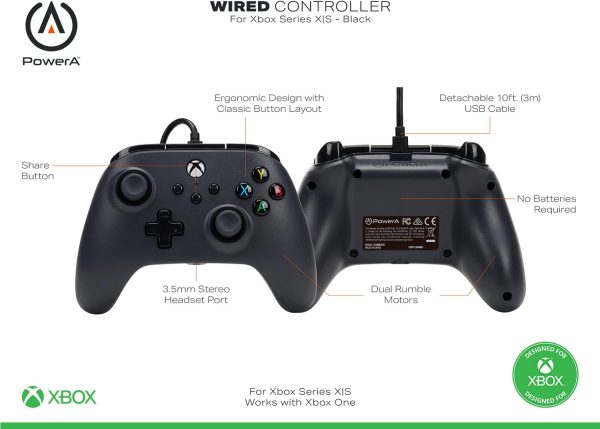 PowerA Wired Controller For Xbox Series X|S - Black, Gamepad, Video Game Controller Works with Xbox One - Image 2