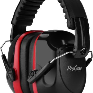 ProCase Noise Reduction Ear Muffs, Sound Proof Ear Protection, NRR 28dB Noise Cancelling Headphones for Adults Kids Autism, Hearing Protection for Shooting Gun Range Mowing -Red