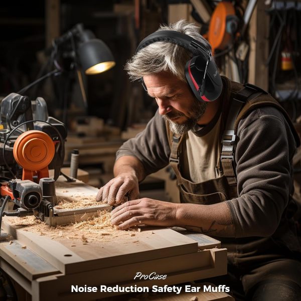 ProCase Noise Reduction Ear Muffs, Sound Proof Ear Protection, NRR 28dB Noise Cancelling Headphones for Adults Kids Autism, Hearing Protection for Shooting Gun Range Mowing -Red - Image 6