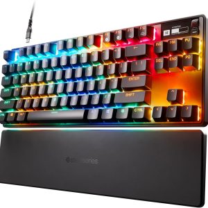 SteelSeries Apex Pro TKL HyperMagnetic Gaming Keyboard - Adjustable Actuation - Esports Tenkeyless - OLED Screen - RGB - PBT Keycaps - USB-C - 2023 Edition,Black