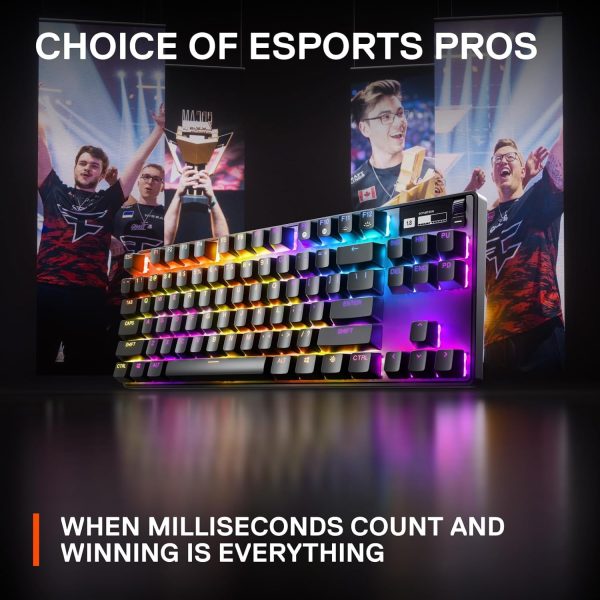 SteelSeries Apex Pro TKL HyperMagnetic Gaming Keyboard - Adjustable Actuation - Esports Tenkeyless - OLED Screen - RGB - PBT Keycaps - USB-C - 2023 Edition,Black - Image 6