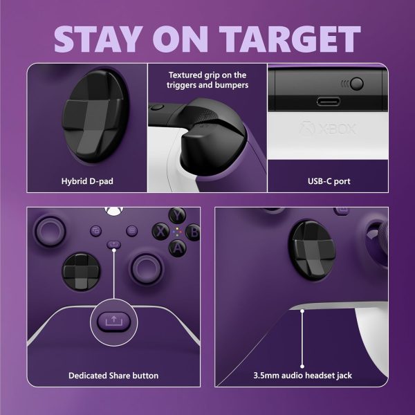 Xbox Wireless Controller Astral Purple - Wireless & Bluetooth Connectivity - New Hybrid D-Pad - New Share Button - Featuring Textured Grip - Easily Pair & Switch Between Devices - Image 3